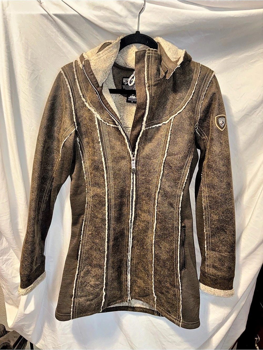 Kuhl Dani Sherpa Jacket Brown & Beige Size Small